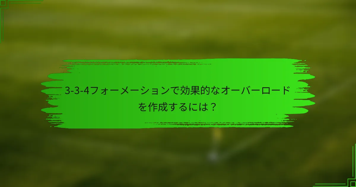 3-3-4フォーメーションで効果的なオーバーロードを作成するには？