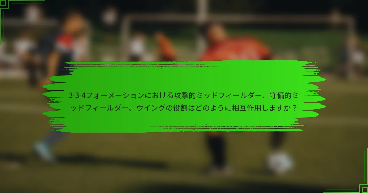 3-3-4フォーメーションにおける攻撃的ミッドフィールダー、守備的ミッドフィールダー、ウイングの役割はどのように相互作用しますか？