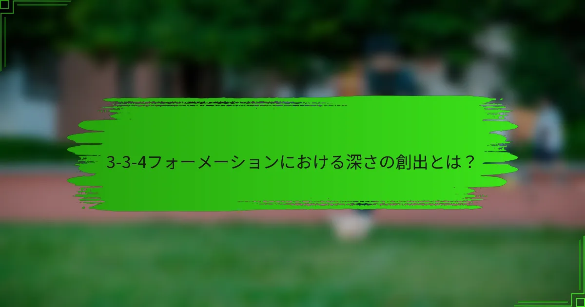 3-3-4フォーメーションにおける深さの創出とは?