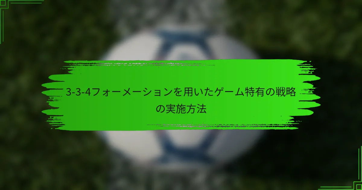 3-3-4フォーメーションを用いたゲーム特有の戦略の実施方法